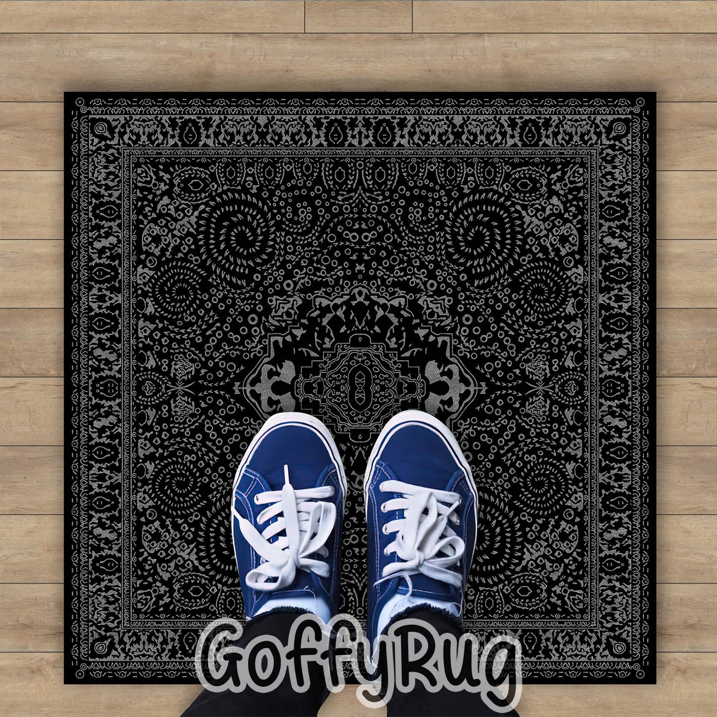 Black and Silver Boho Chic Medallion Runner Rugs Ethnic Carpet Non-Slip Washable Bohemian Mat for Living Room Bedroom Kitchen Decor
