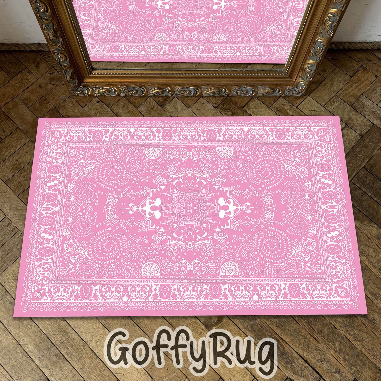 Pink and White Boho Chic Medallion Runner Rugs Ethnic Carpet Non-Slip Washable Bohemian Mat for Living Room Bedroom Kitchen Decor