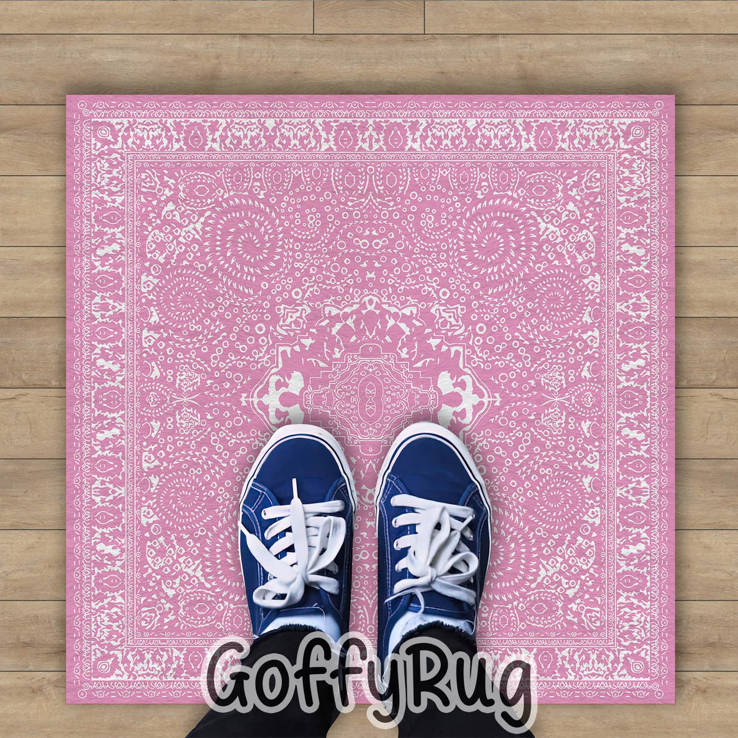 Pink and White Boho Chic Medallion Runner Rugs Ethnic Carpet Non-Slip Washable Bohemian Mat for Living Room Bedroom Kitchen Decor