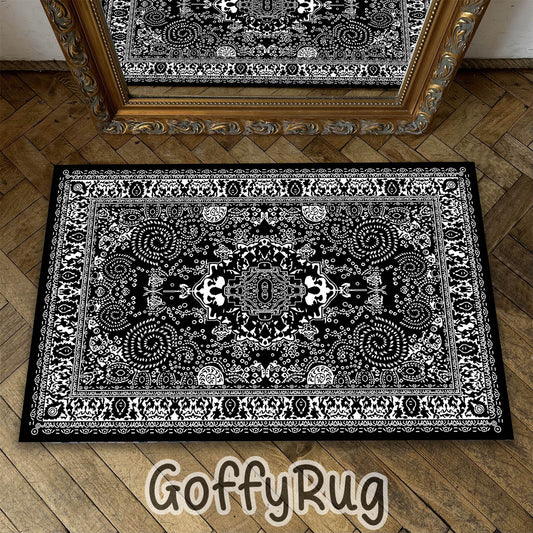 Black and White Boho Chic Medallion Runner Rugs Ethnic Carpet Non-Slip Washable Bohemian Mat for Living Room Bedroom Kitchen Decor