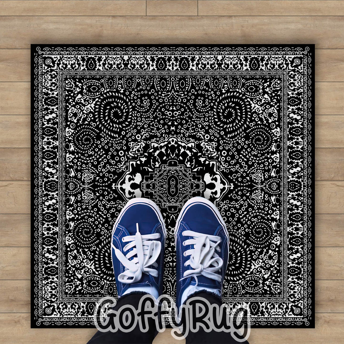 Black and White Boho Chic Medallion Runner Rugs Ethnic Carpet Non-Slip Washable Bohemian Mat for Living Room Bedroom Kitchen Decor