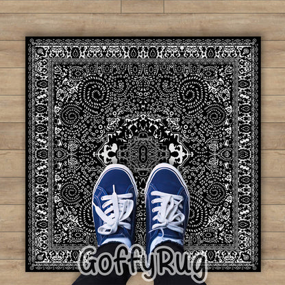 Black and White Boho Chic Medallion Runner Rugs Ethnic Carpet Non-Slip Washable Bohemian Mat for Living Room Bedroom Kitchen Decor