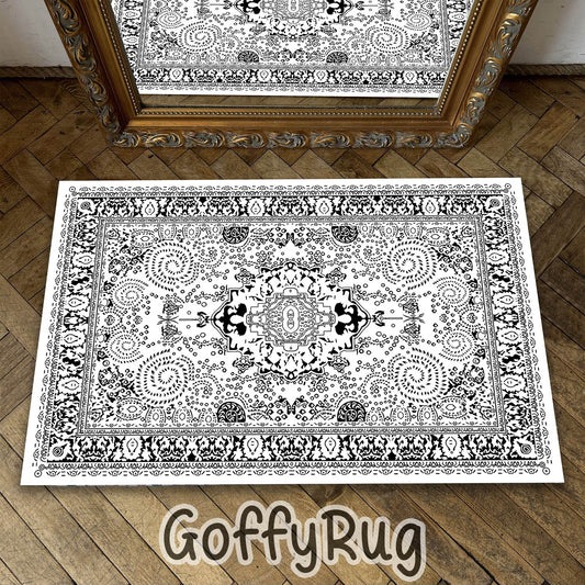 White Boho Chic Medallion Runner Rugs Ethnic Carpet Non-Slip Washable Bohemian Mat for Living Room Bedroom Kitchen Decor