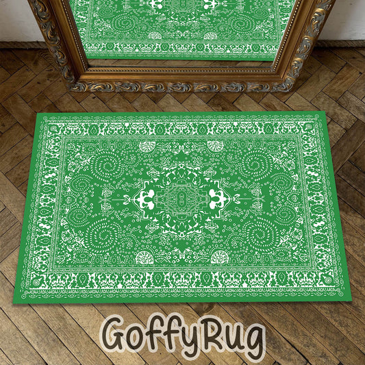 Green and White Boho Chic Medallion Runner Rugs Ethnic Carpet Non-Slip Washable Bohemian Mat for Living Room Bedroom Kitchen Decor