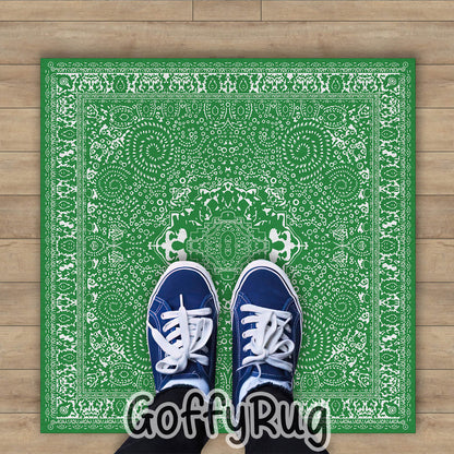 Green and White Boho Chic Medallion Runner Rugs Ethnic Carpet Non-Slip Washable Bohemian Mat for Living Room Bedroom Kitchen Decor