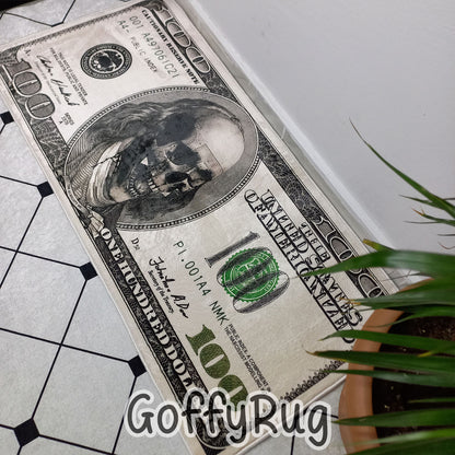 Gothic 100 Dollar Bill Runner Rug Benjamin Franklin Carpet for Kitchen Hallway Bedroom Living Room Luxury Home Office Decor