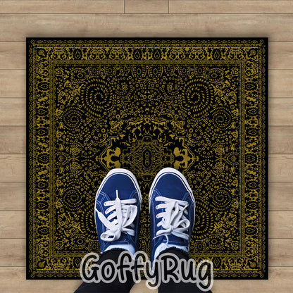 Black and Gold Boho Chic Medallion Runner Rugs Ethnic Carpet Non-Slip Washable Bohemian Mat for Living Room Bedroom Kitchen Decor