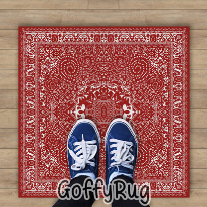 Red and White Boho Chic Medallion Runner Rugs Ethnic Carpet Non-Slip Washable Bohemian Mat for Living Room Bedroom Kitchen Decor