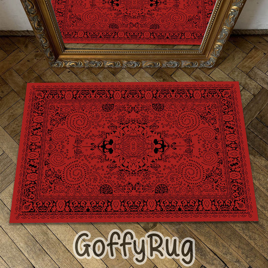 Red and Black Boho Chic Medallion Runner Rugs Ethnic Carpet Non-Slip Washable Bohemian Mat for Living Room Bedroom Kitchen Decor