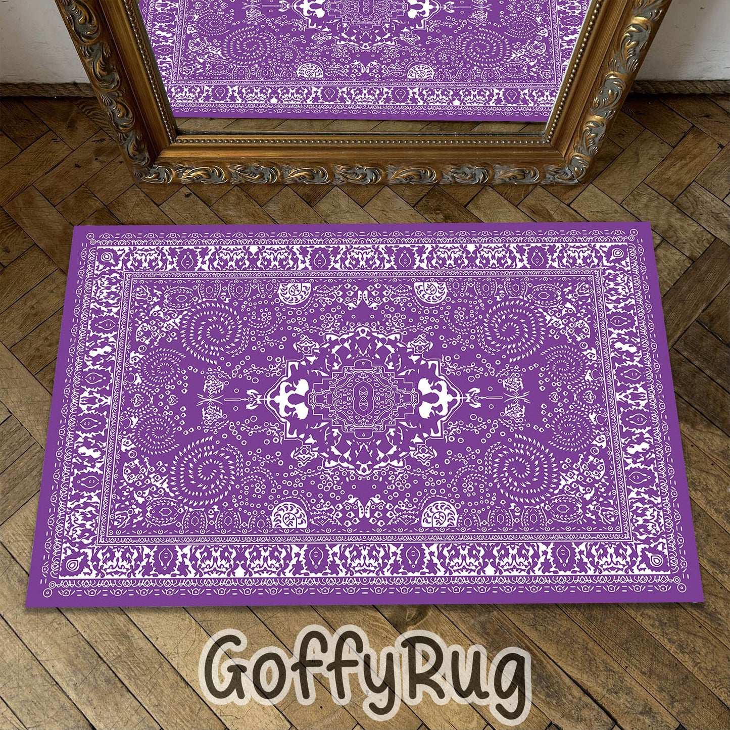 Purple and White Boho Chic Medallion Runner Rugs Ethnic Carpet Non-Slip Washable Bohemian Mat for Living Room Bedroom Kitchen Decor