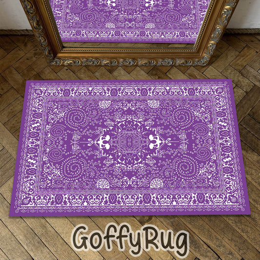 Purple and White Boho Chic Medallion Runner Rugs Ethnic Carpet Non-Slip Washable Bohemian Mat for Living Room Bedroom Kitchen Decor