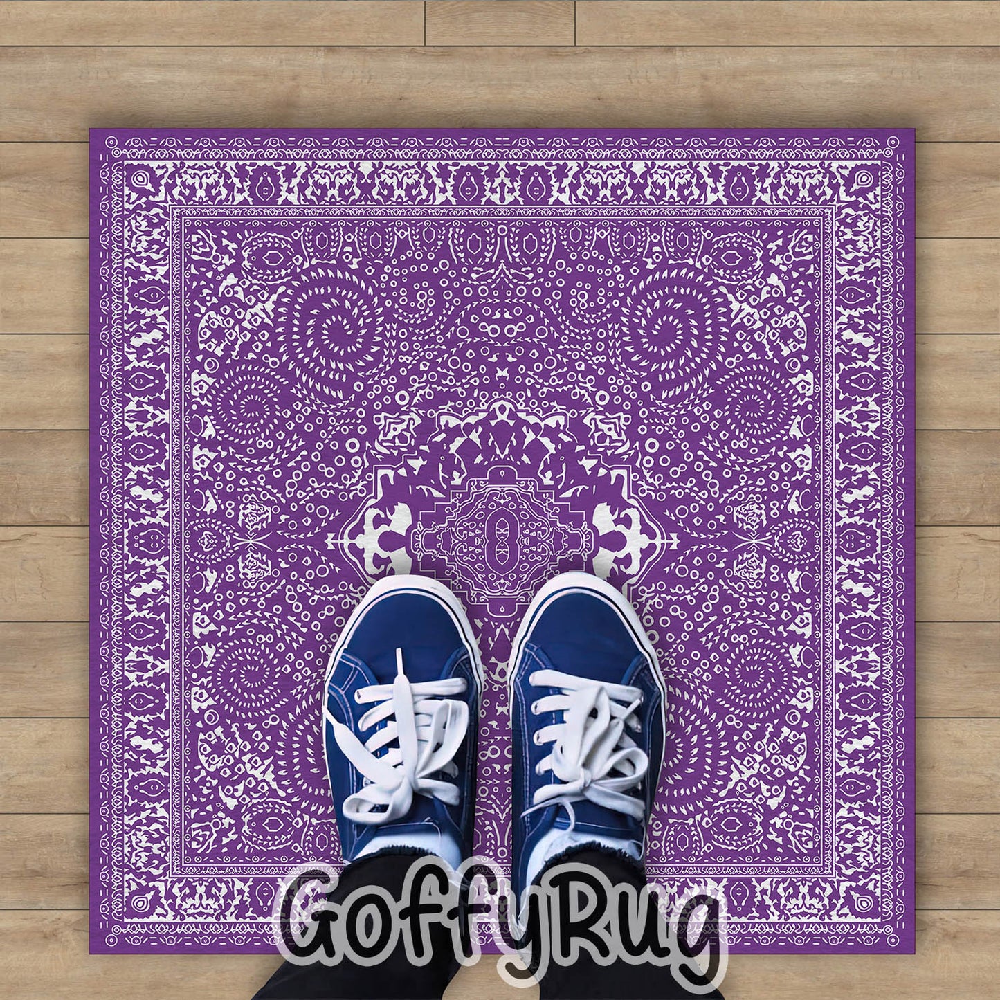 Purple and White Boho Chic Medallion Runner Rugs Ethnic Carpet Non-Slip Washable Bohemian Mat for Living Room Bedroom Kitchen Decor