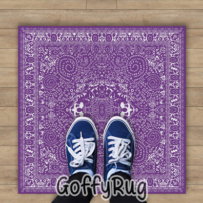Purple and White Boho Chic Medallion Runner Rugs Ethnic Carpet Non-Slip Washable Bohemian Mat for Living Room Bedroom Kitchen Decor