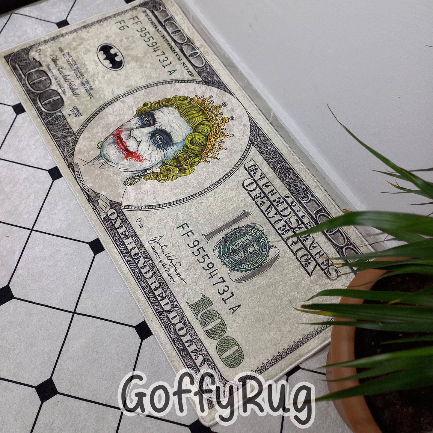 100 Dollar Bill Runner Rug Joker Themed Carpet for Kitchen Hallway Bedroom Living Room Luxury Home Office Decor